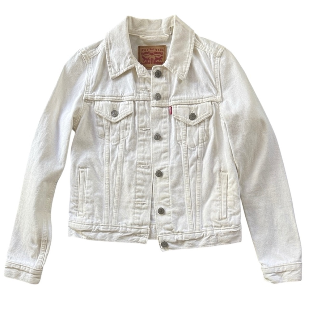 Levi’s White Denim Trucker Jacket Women’s XS Classic Button Front Jean Jacket